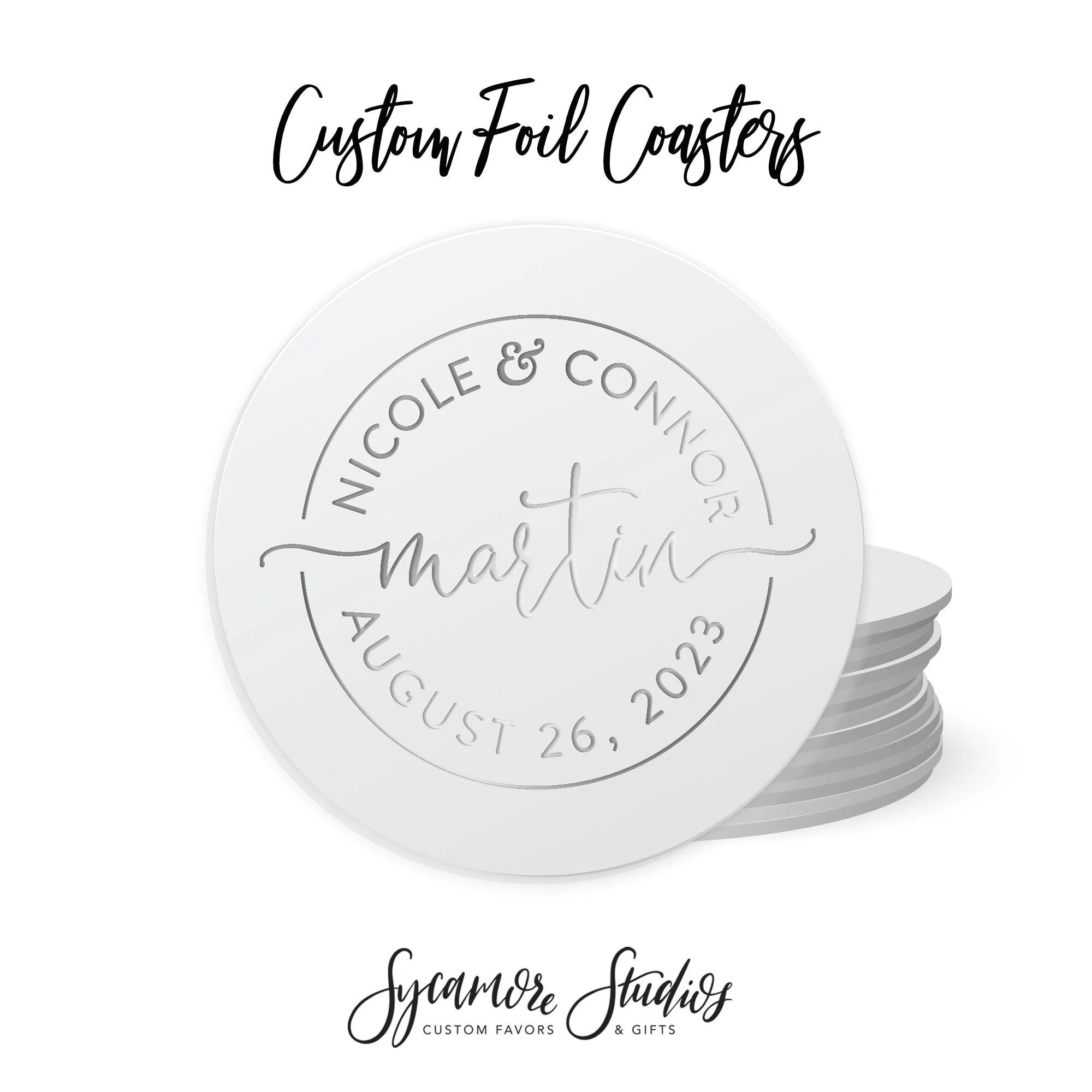 Foiled Wedding Coaster #13 - Monogram