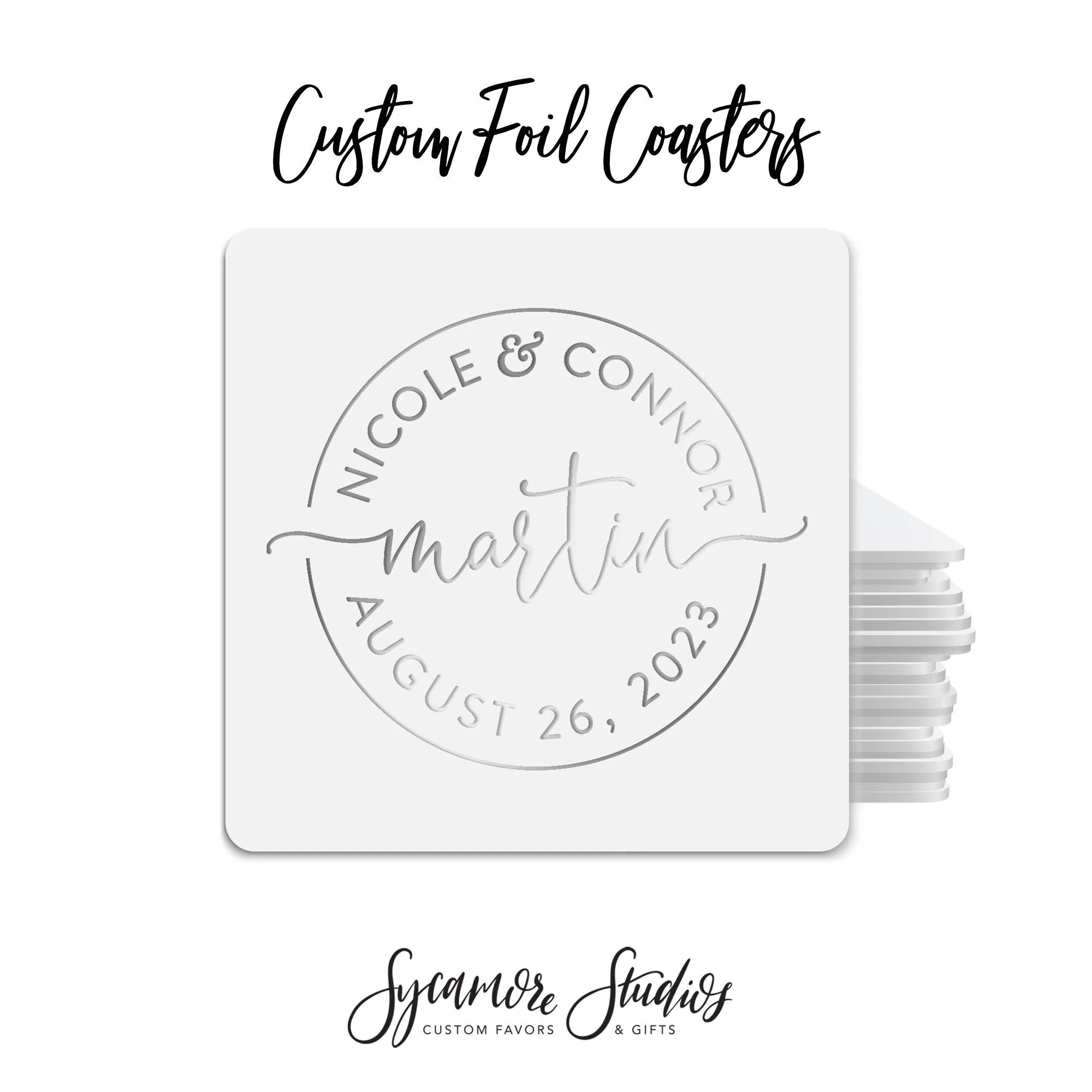Foiled Wedding Coaster #13 - Monogram