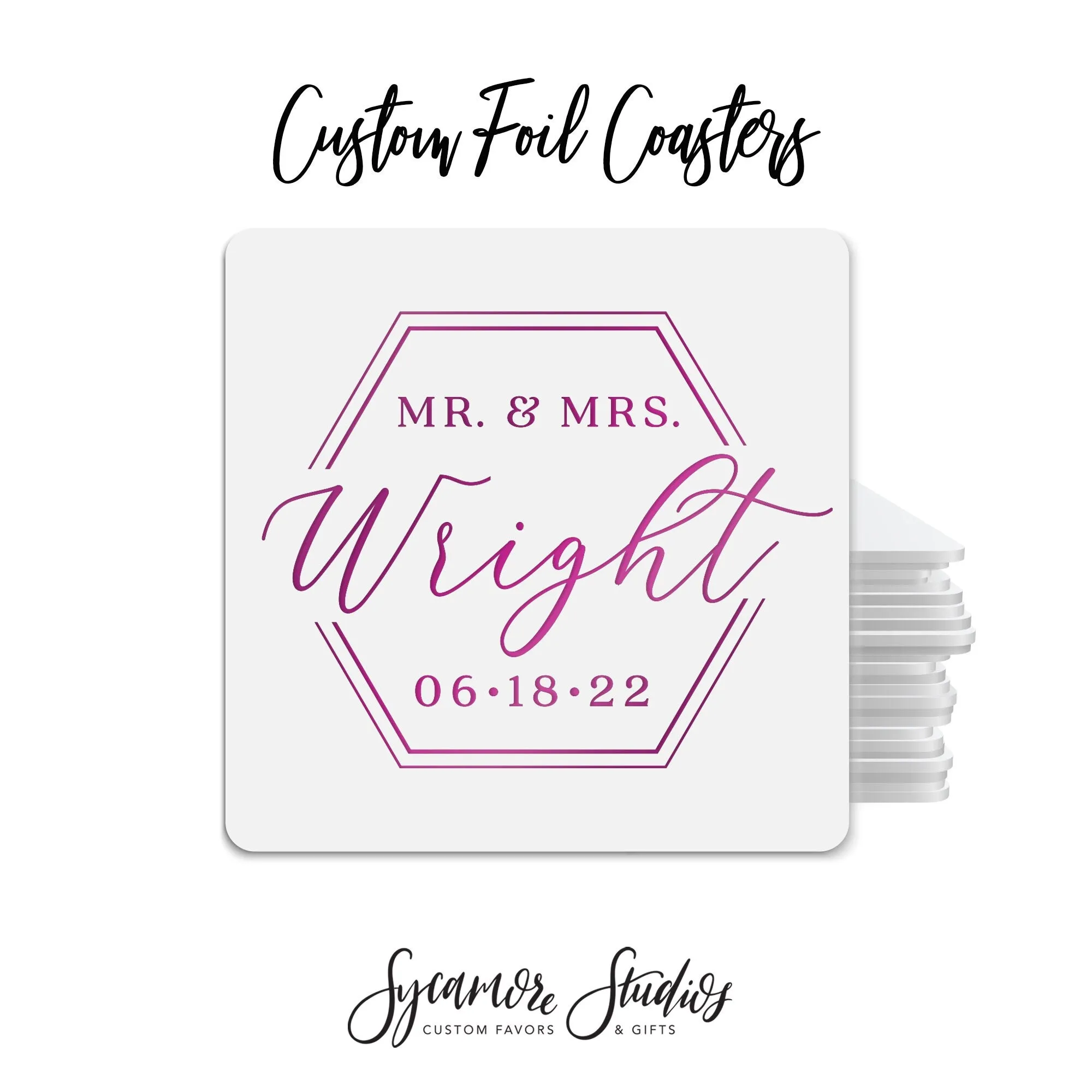 Foiled Wedding Coaster #5 - Geometric