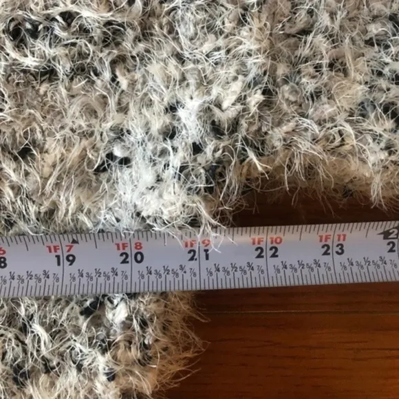 FRESHMAN Juniors' Eyelash Yarn Sweater in White with Black.