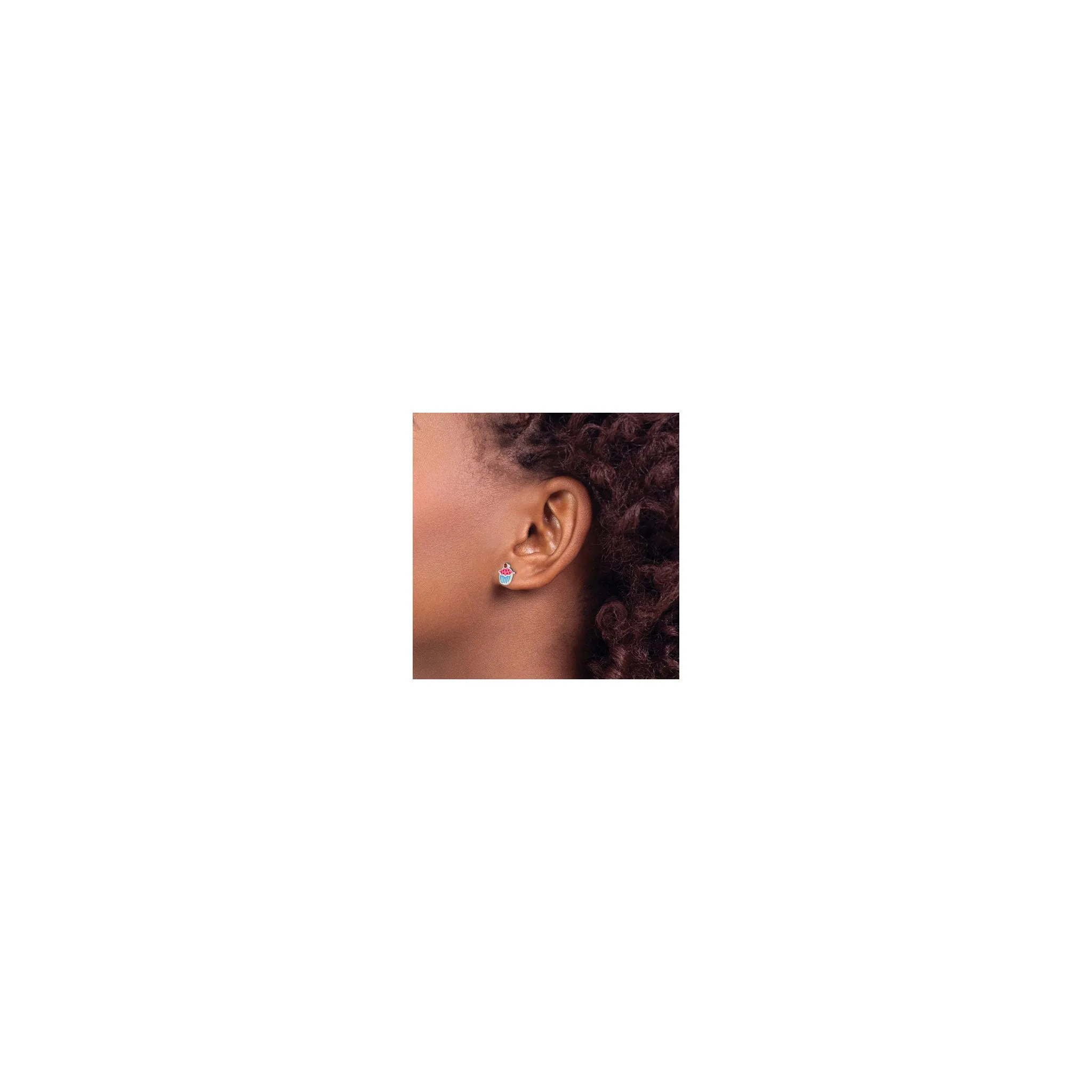 Garnet Cupcake Stud Earrings (Silver)