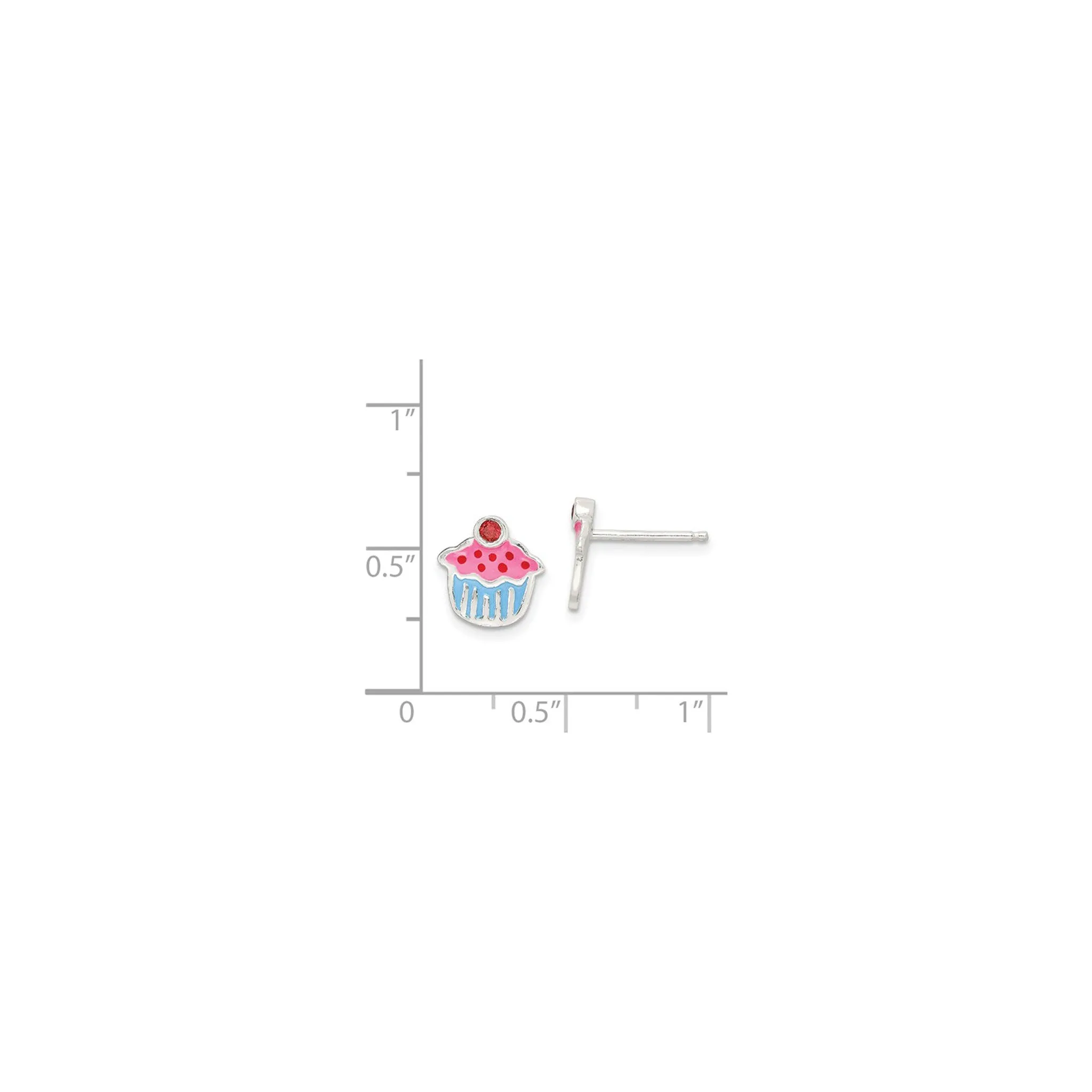 Garnet Cupcake Stud Earrings (Silver)