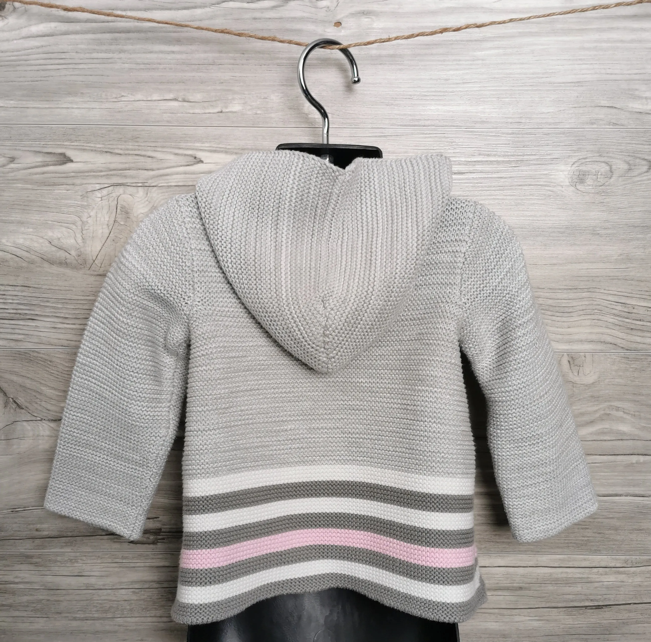GIRL SIZE 2 YEARS - FIRST IMPRESSIONS, Soft Knit, Hooded Sweater Jacket EUC B28