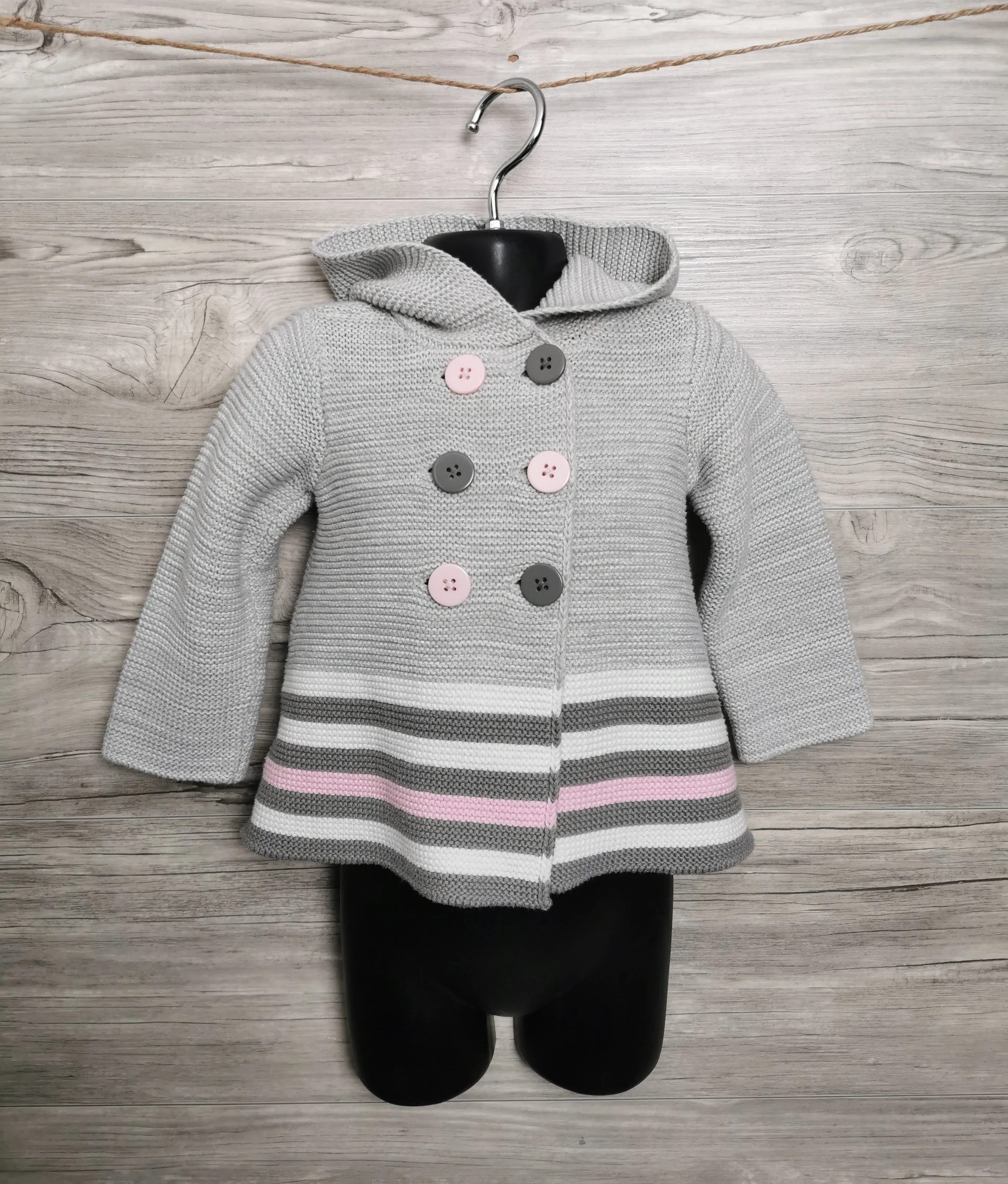 GIRL SIZE 2 YEARS - FIRST IMPRESSIONS, Soft Knit, Hooded Sweater Jacket EUC B28