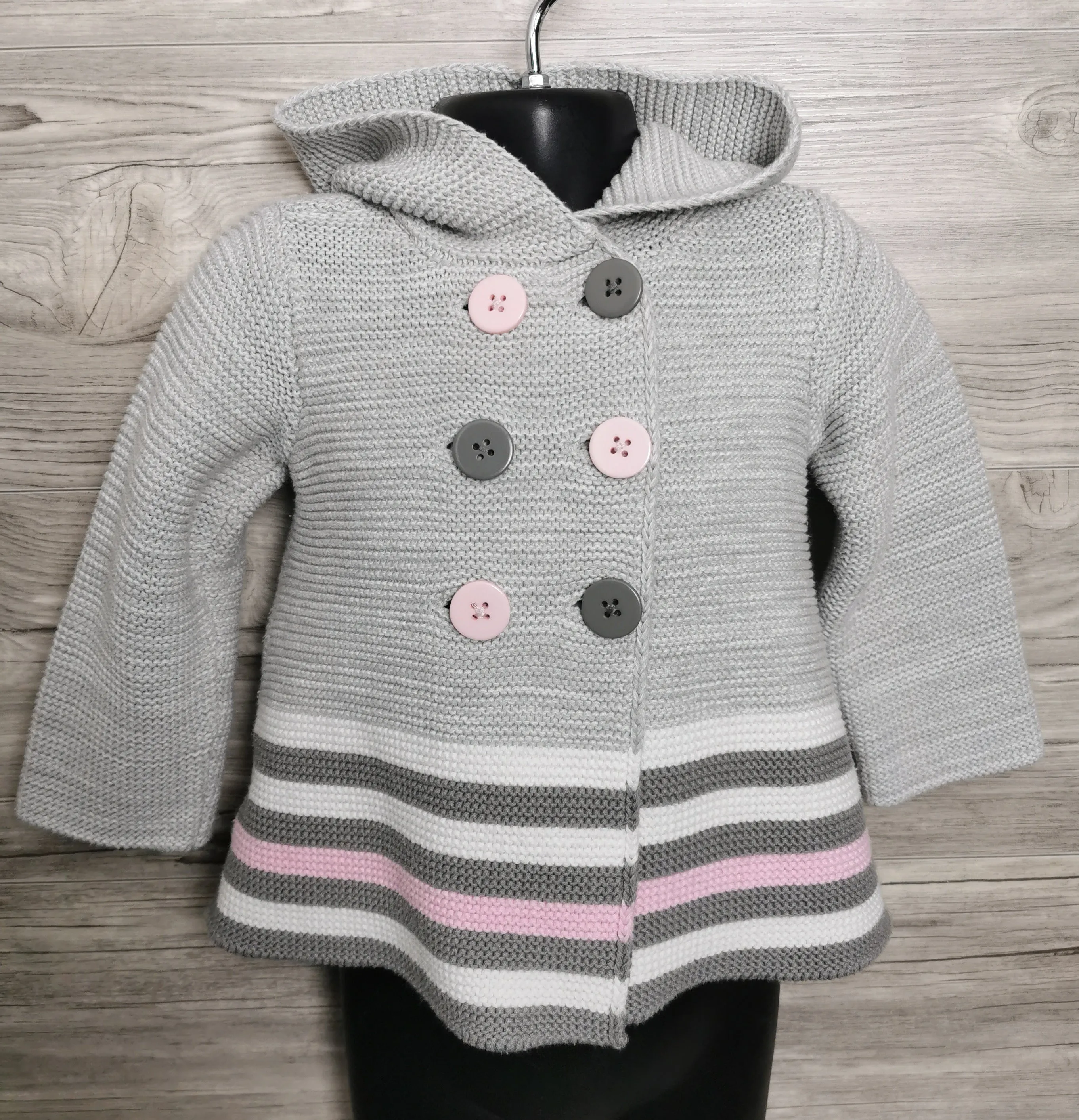 GIRL SIZE 2 YEARS - FIRST IMPRESSIONS, Soft Knit, Hooded Sweater Jacket EUC B28