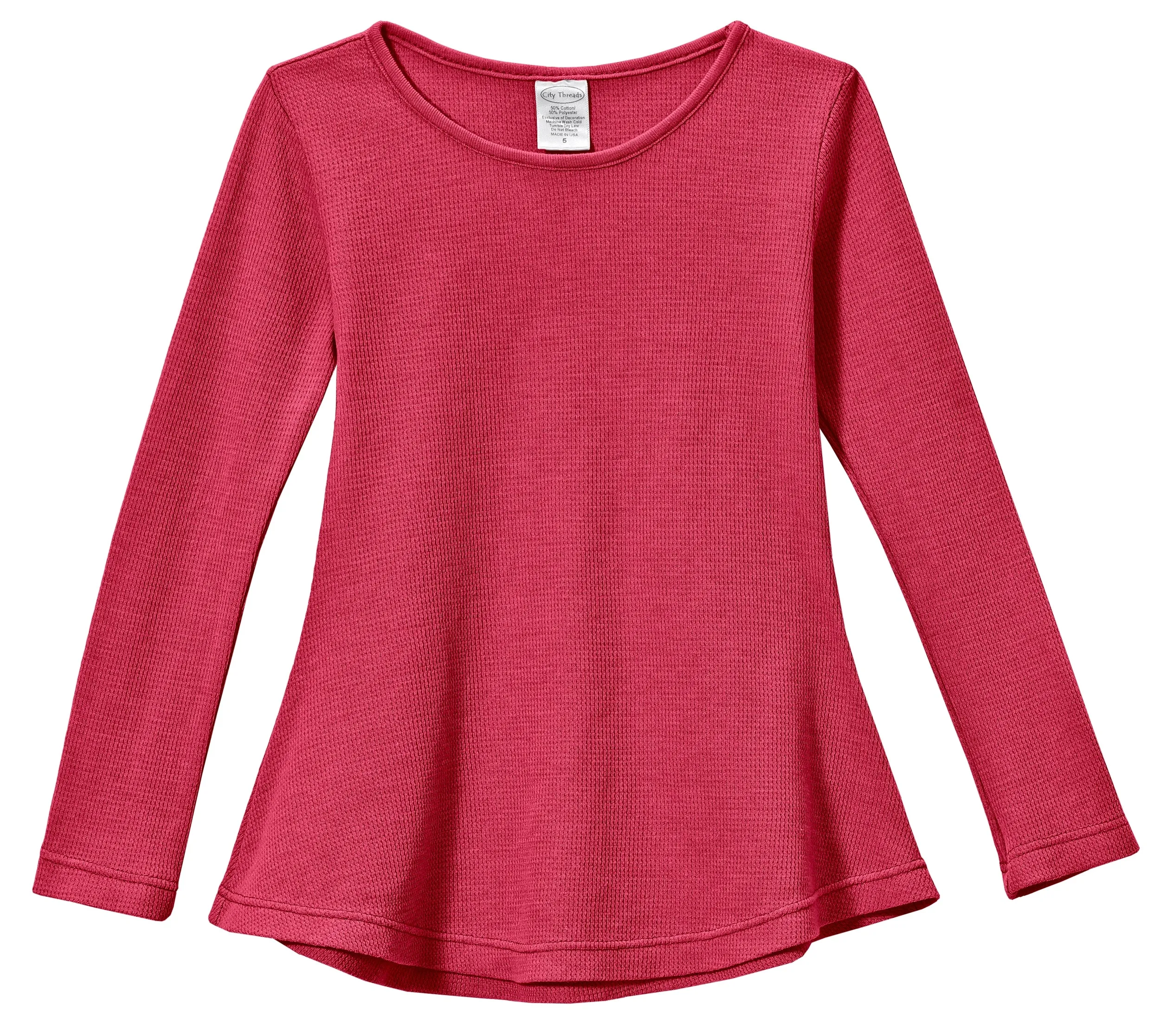 Girls Soft & Cozy Thermal Long Sleeve Tunic | Candy Apple
