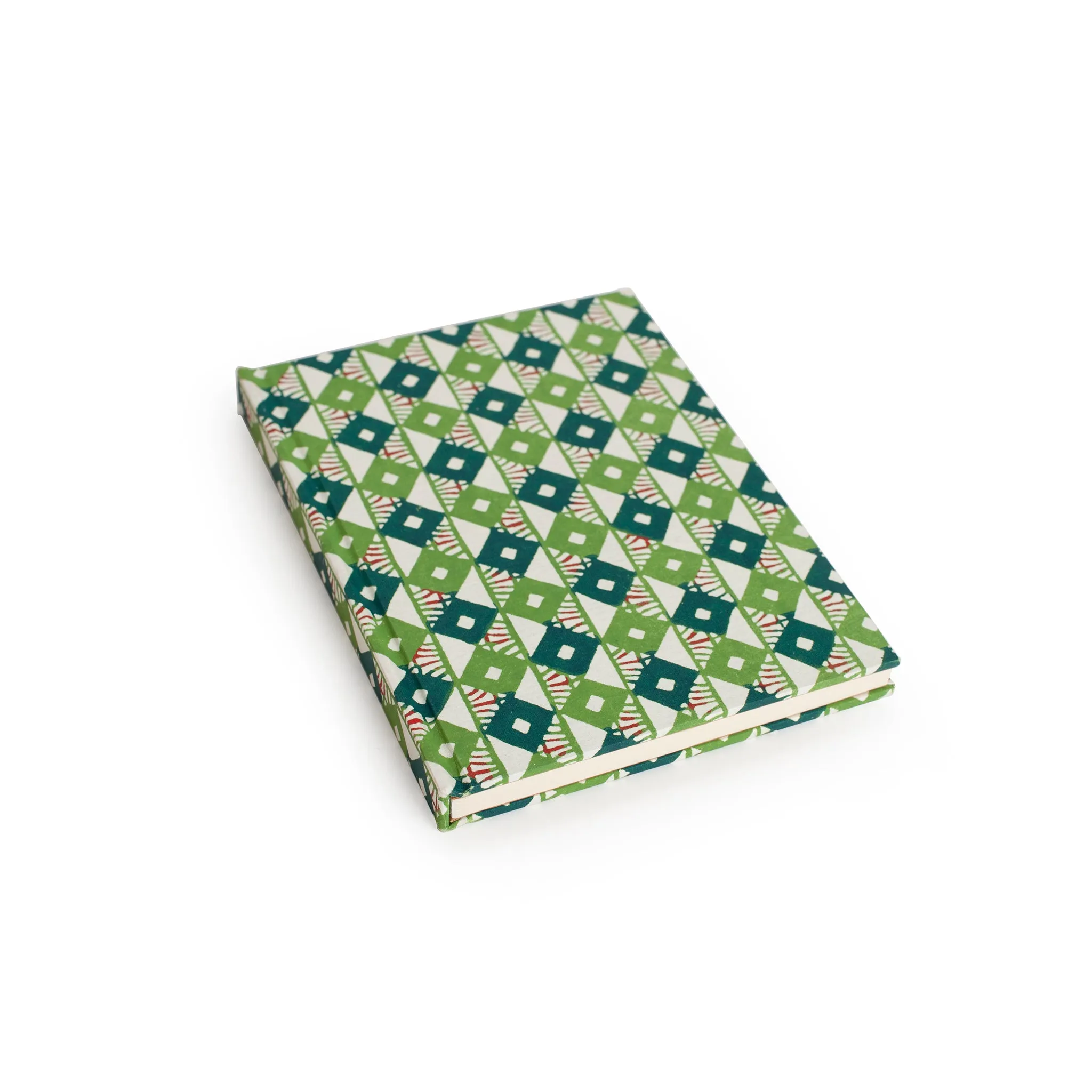 Green Notebook With Geometrical Design