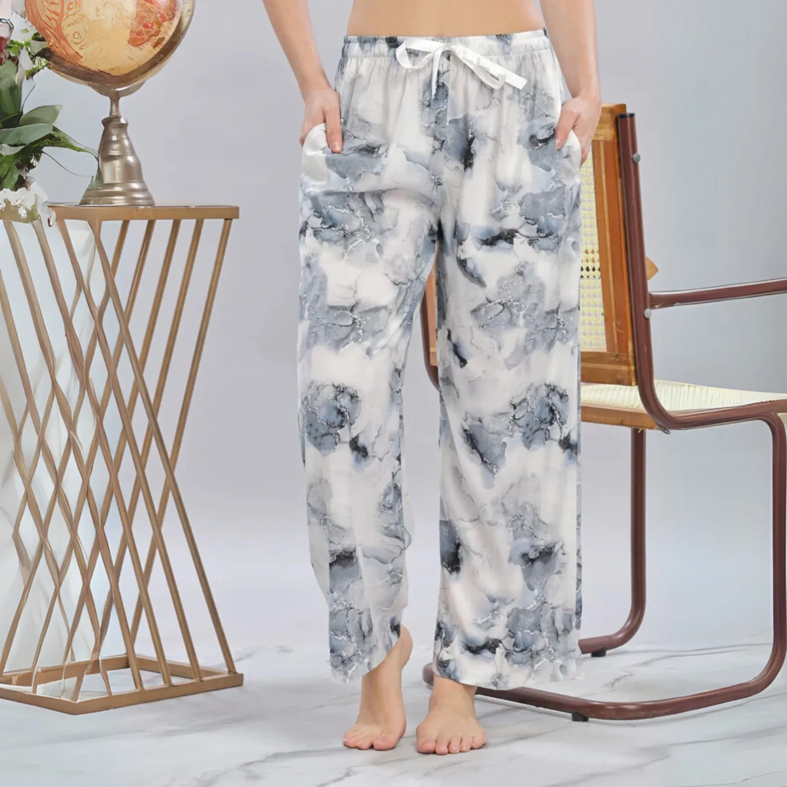 Grey Cloud Relaxed Fit Palazzo Pants for Women with Breathable Fabric