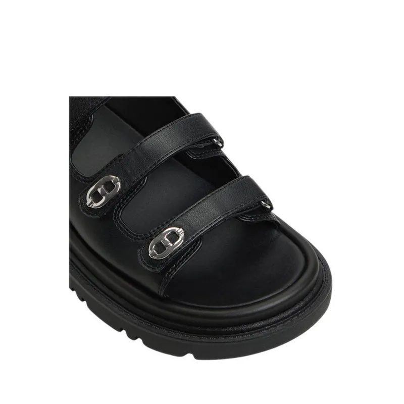 HALENDAR FOOTBED SANDALS - BLACK