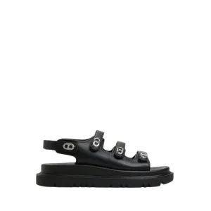HALENDAR FOOTBED SANDALS - BLACK
