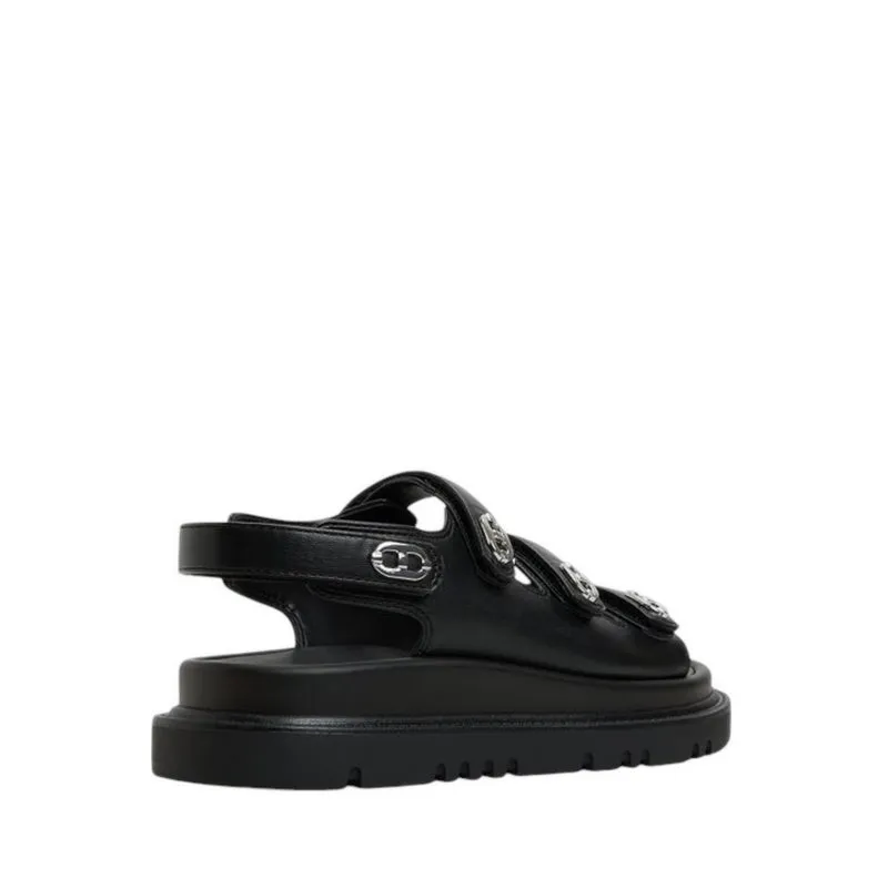 HALENDAR FOOTBED SANDALS - BLACK