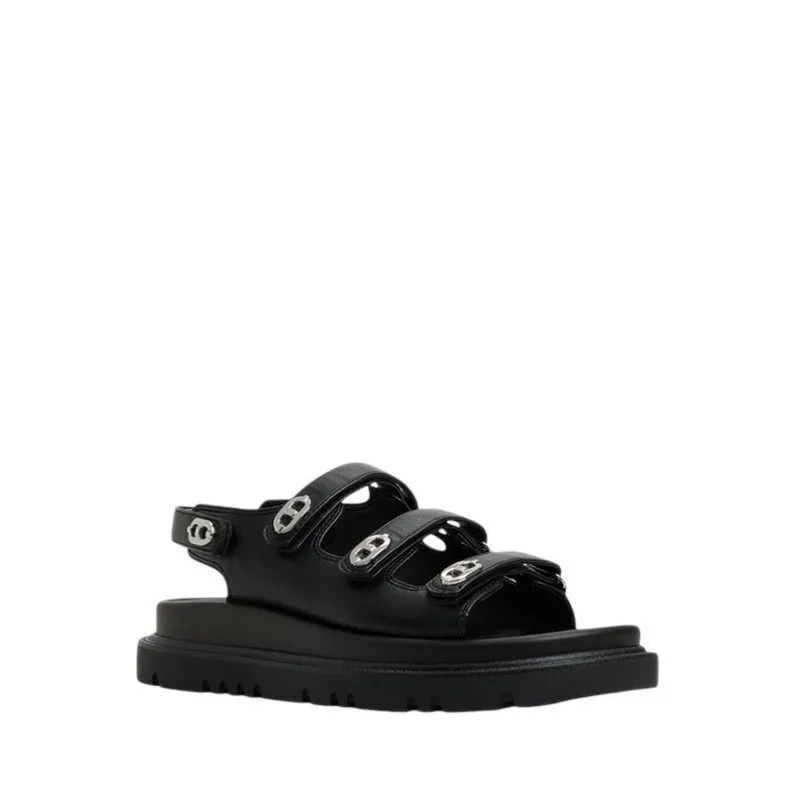 HALENDAR FOOTBED SANDALS - BLACK