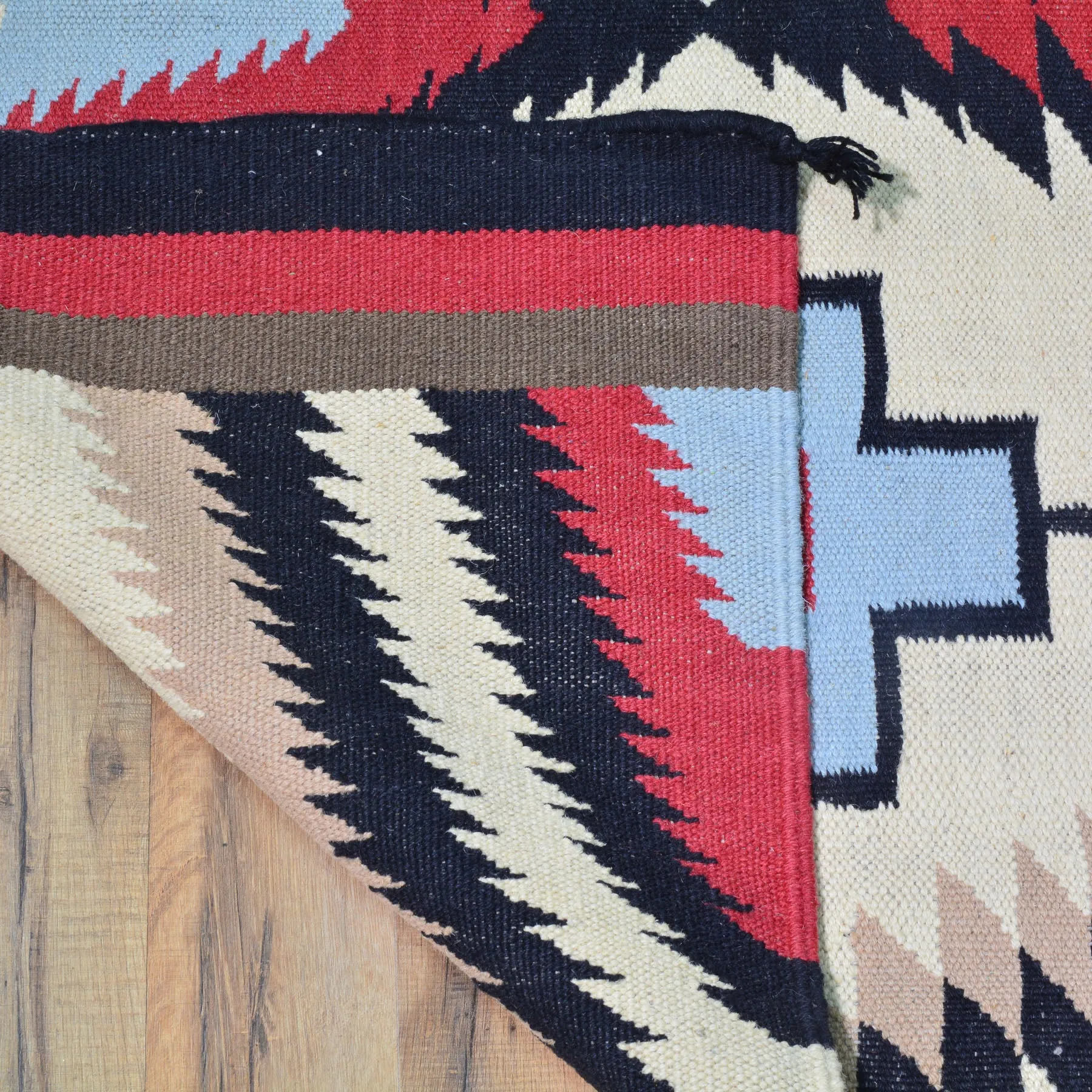 Hand-Woven Reversible Southwestern Design Handmade Wool Kilim (Size 4.2 X 6.0) Cwral-10353