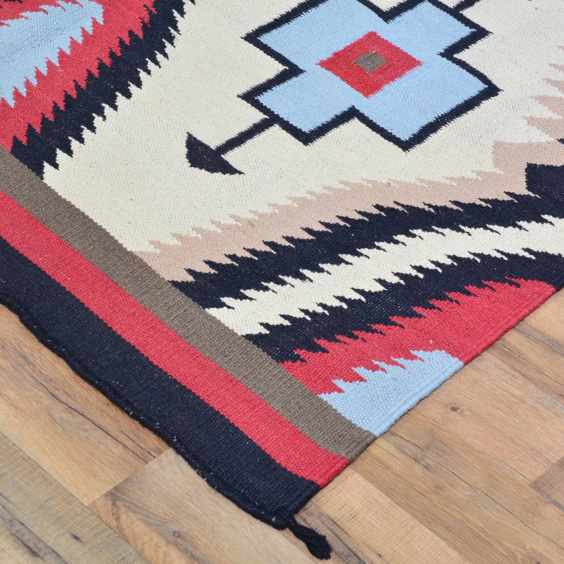 Hand-Woven Reversible Southwestern Design Handmade Wool Kilim (Size 4.2 X 6.0) Cwral-10353