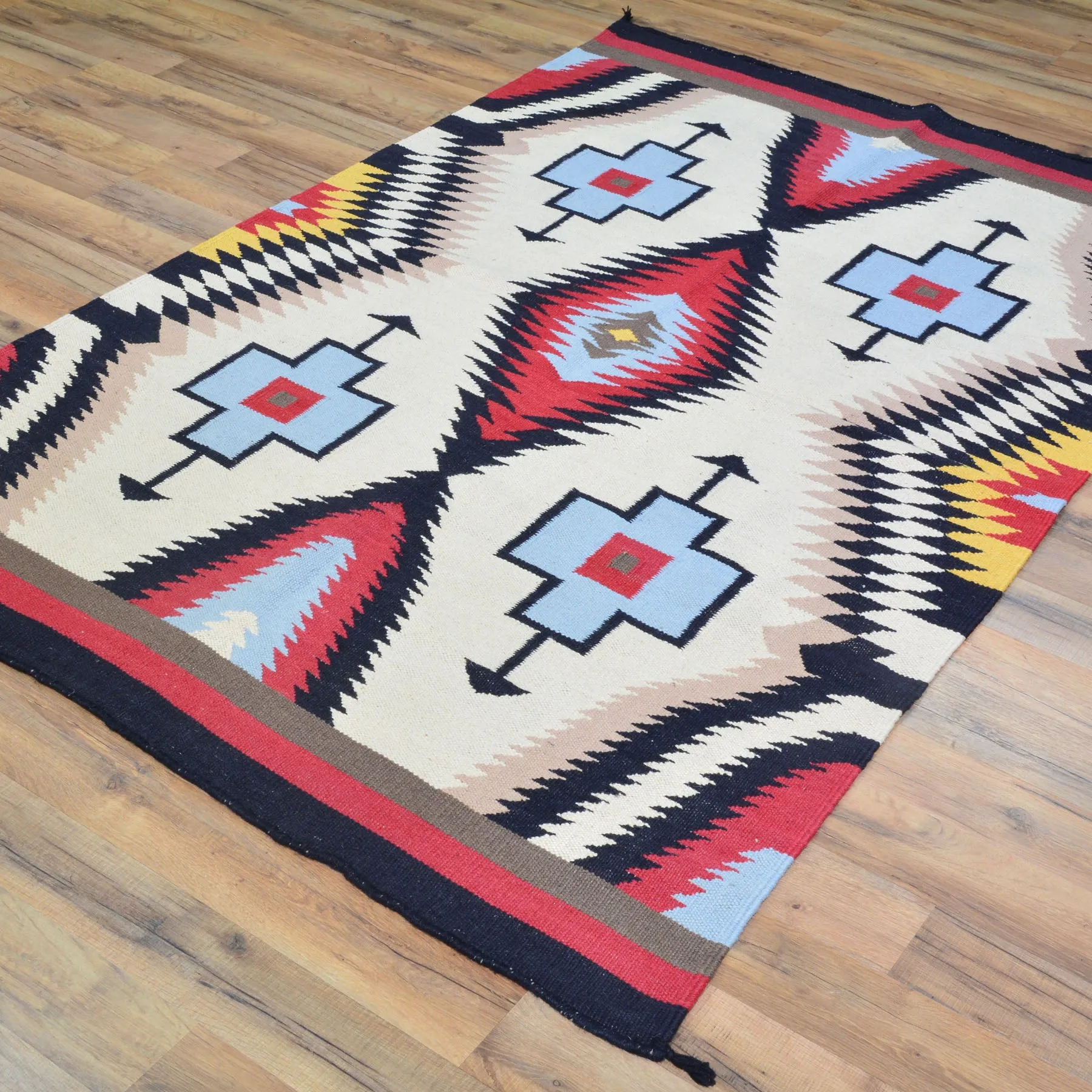 Hand-Woven Reversible Southwestern Design Handmade Wool Kilim (Size 4.2 X 6.0) Cwral-10353