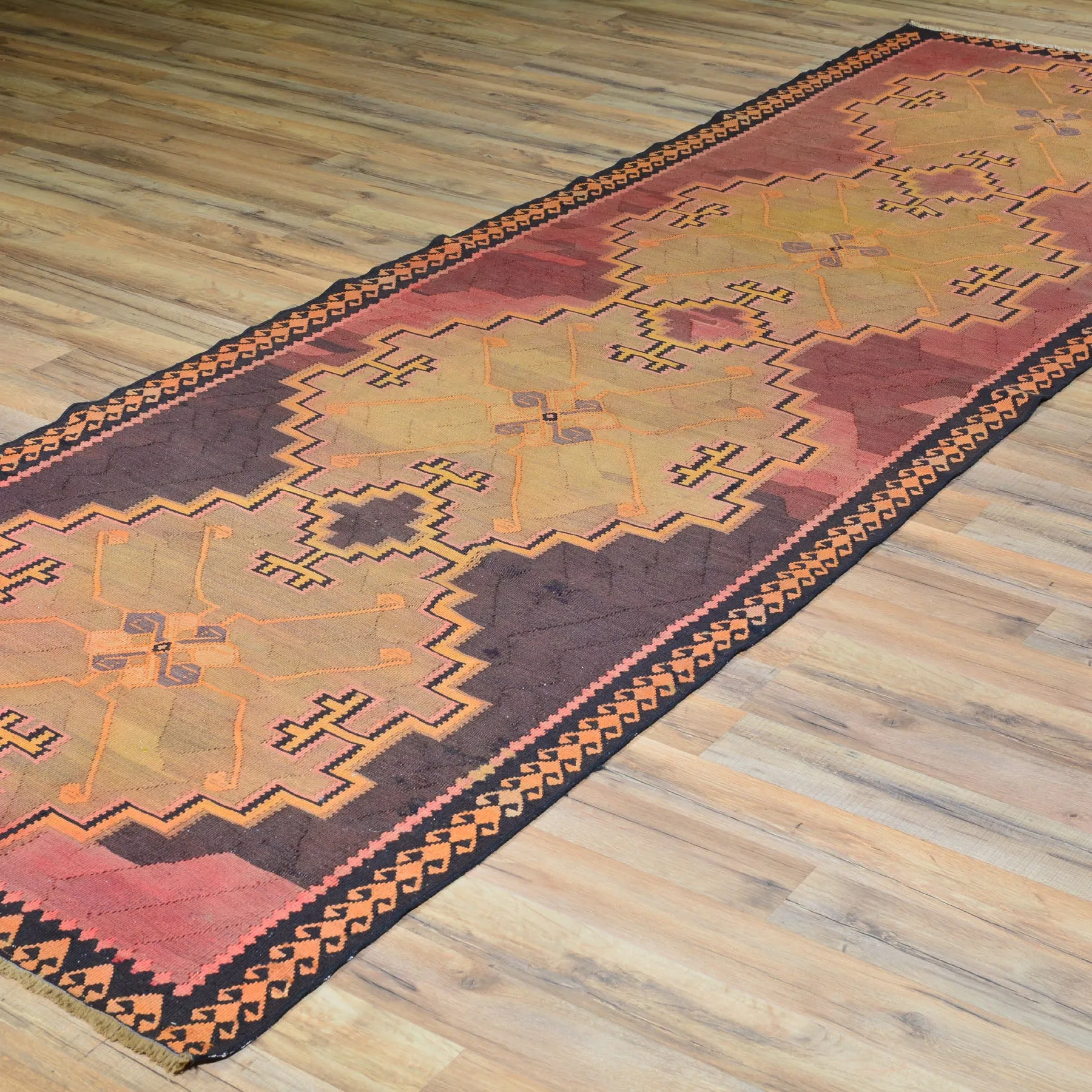 Hand-Woven Turkish Kilim Hallway Runner 100% Wool Flatweave Kilim Rug (Size 2.5 X 10.0) Brrsf-12