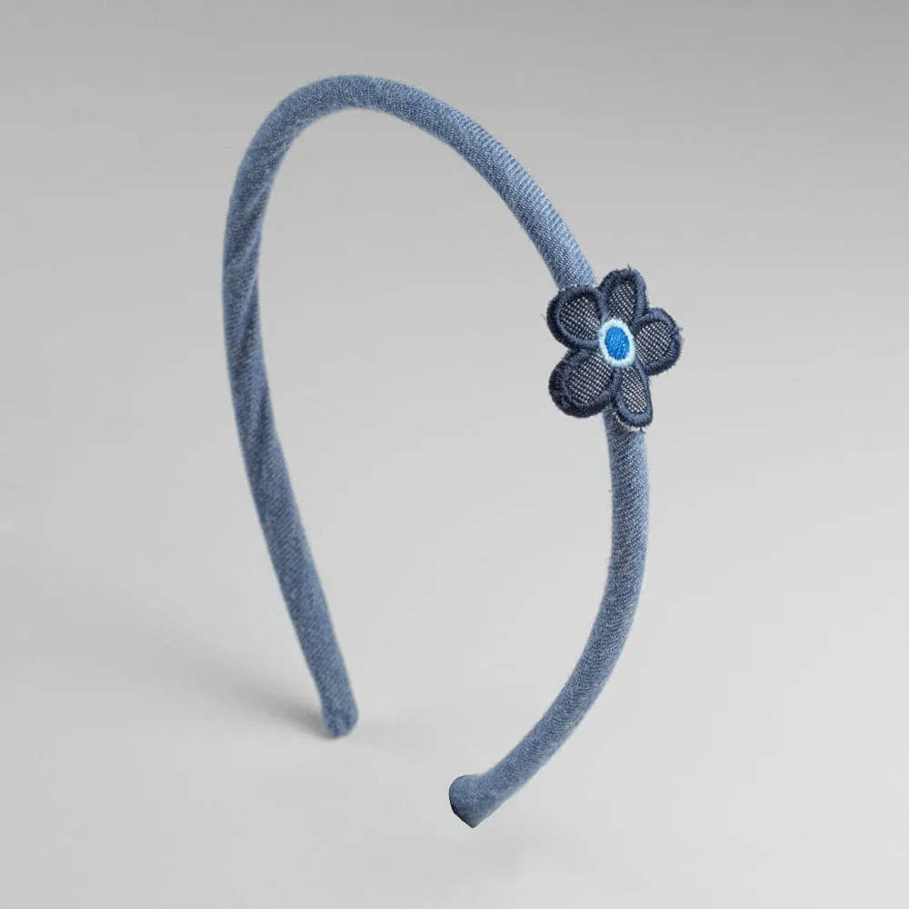 Handmade Children's Denim Flower Headband Set