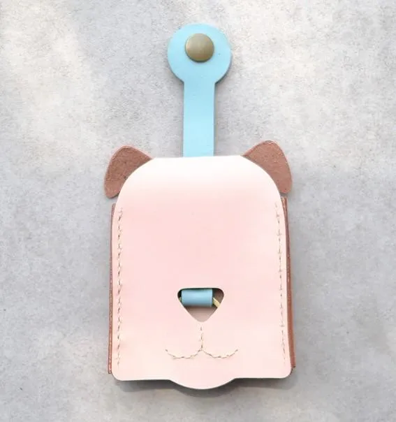 HANDMADE LEATHER CUTE Women Dog Keyring Key Holders CARD Holder PERSONALIZED MONOGRAMMED GIFT CUSTOM Wallet Card Holder keyring