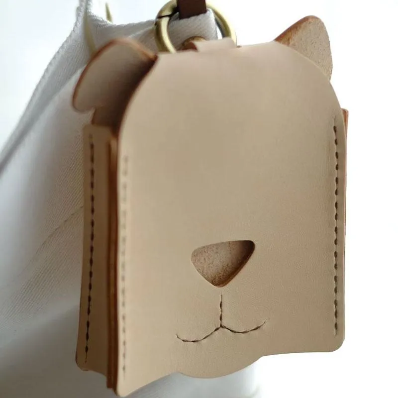 HANDMADE LEATHER CUTE Women Dog Keyring Key Holders CARD Holder PERSONALIZED MONOGRAMMED GIFT CUSTOM Wallet Card Holder keyring