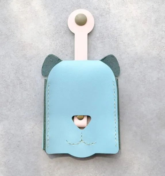 HANDMADE LEATHER CUTE Women Dog Keyring Key Holders CARD Holder PERSONALIZED MONOGRAMMED GIFT CUSTOM Wallet Card Holder keyring
