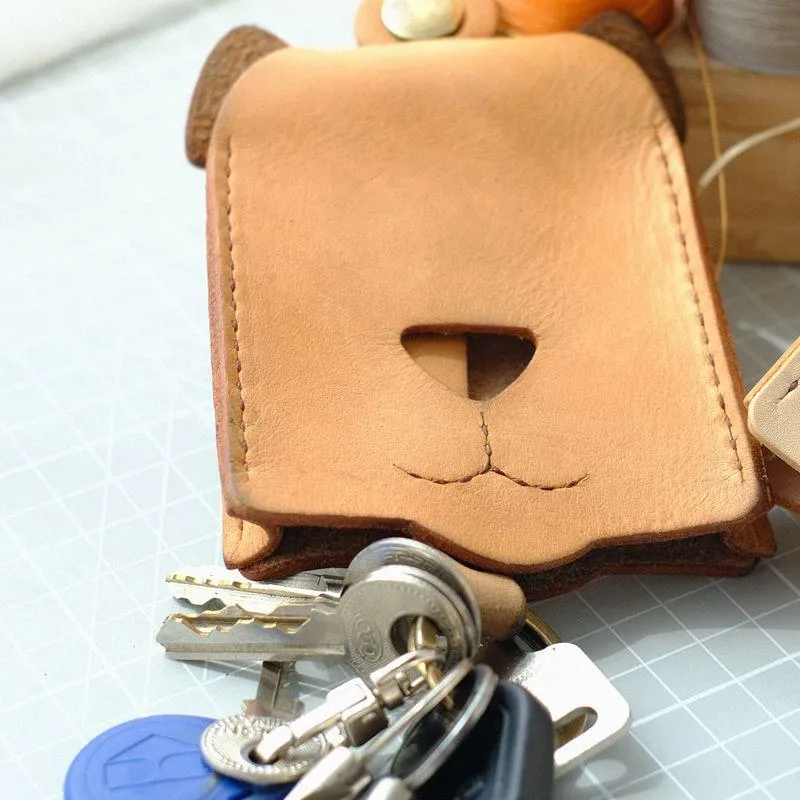 HANDMADE LEATHER CUTE Women Dog Keyring Key Holders CARD Holder PERSONALIZED MONOGRAMMED GIFT CUSTOM Wallet Card Holder keyring