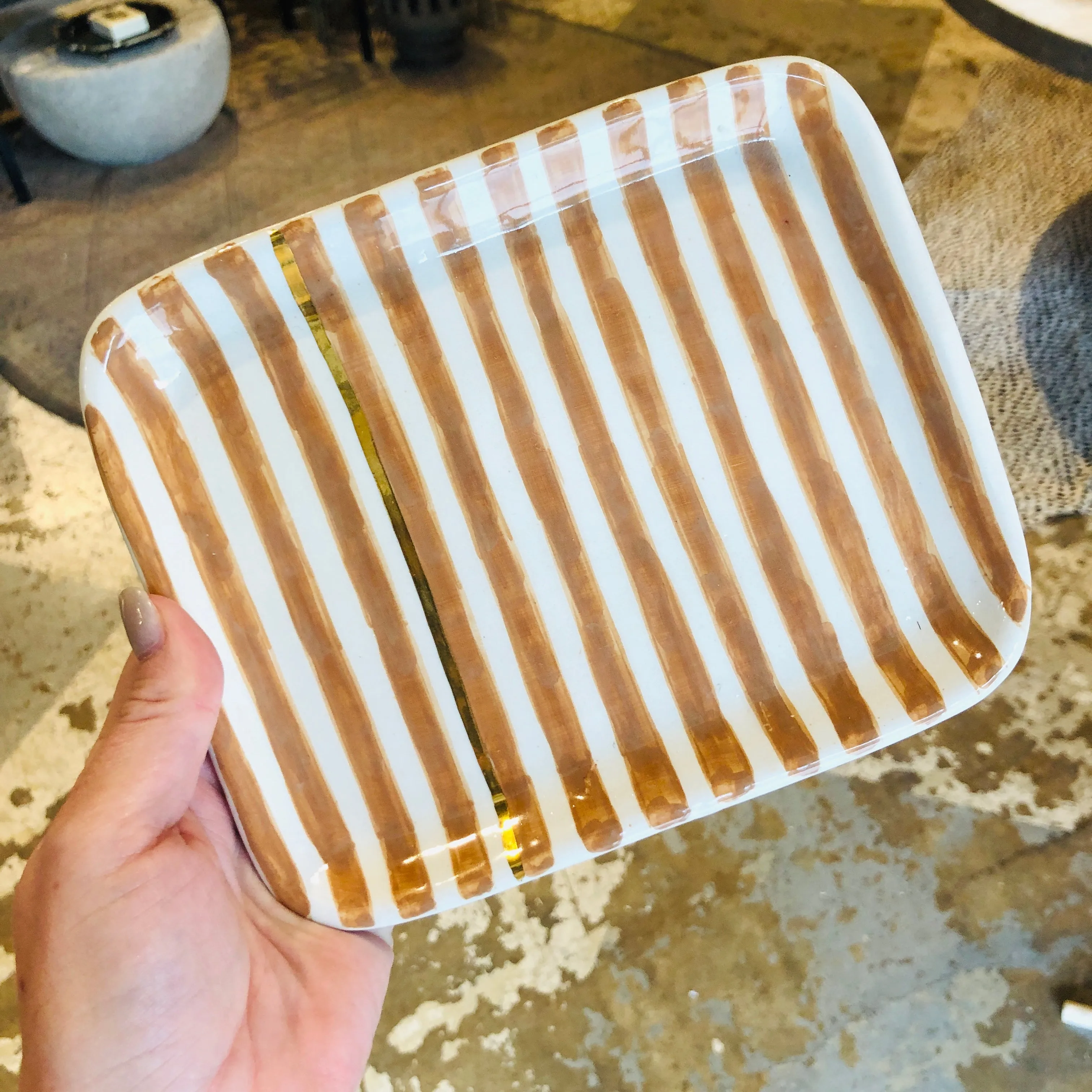 Handmade Moroccan Ceramic Tray in Stripe (More Colors Available)