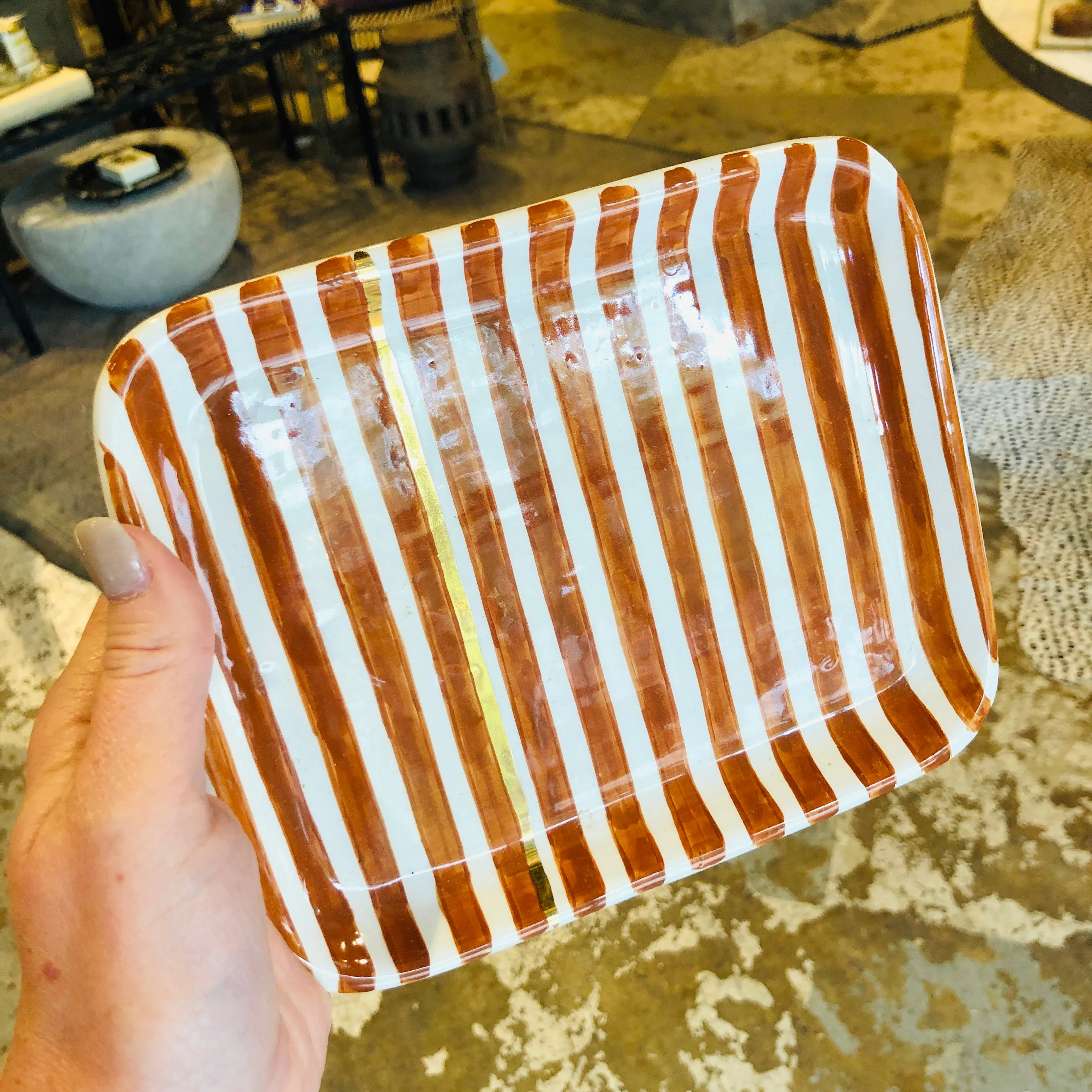 Handmade Moroccan Ceramic Tray in Stripe (More Colors Available)