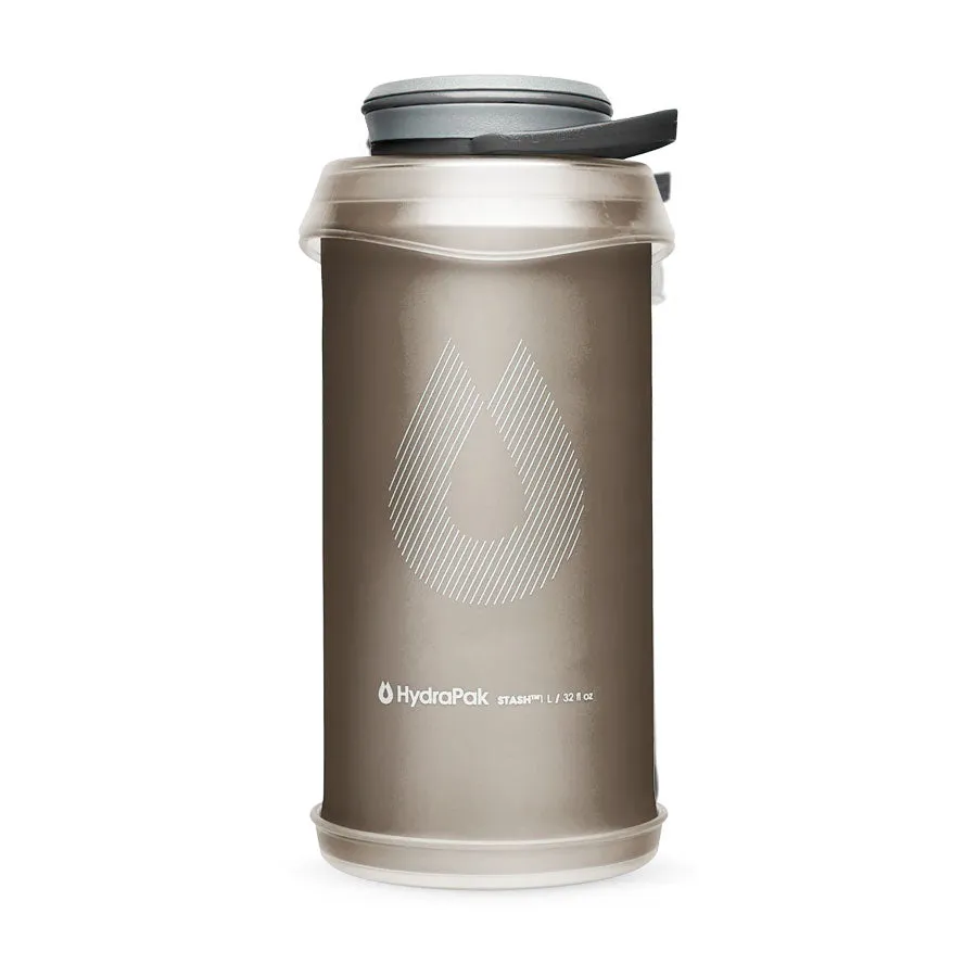 Hydrapak 1L Stash 2.0 Collapsible Water Bottle Mammoth Grey