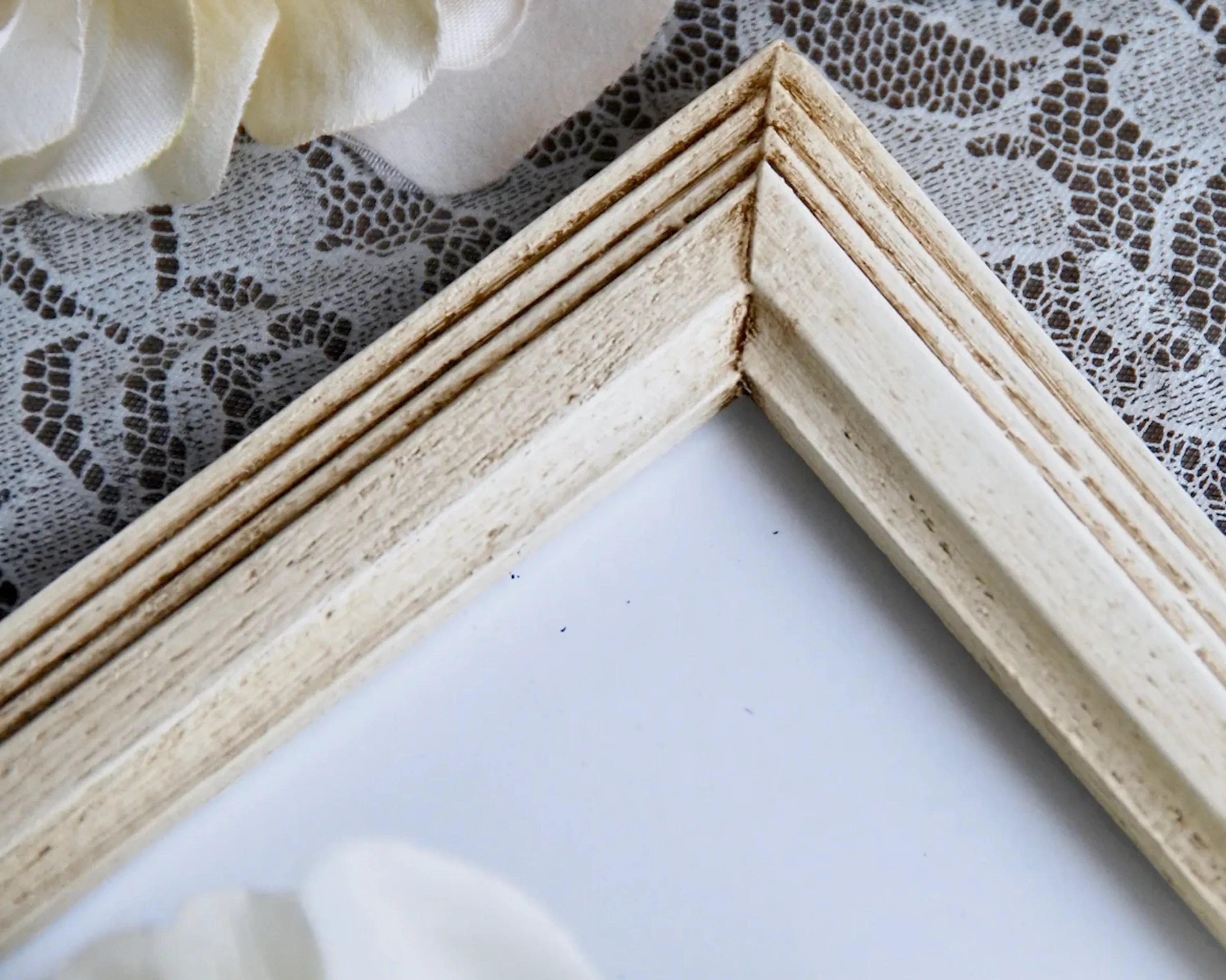 Ivory hand-painted wooden diploma frame