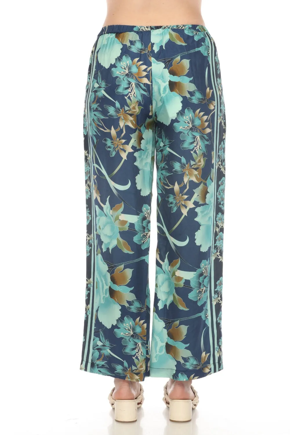 Johnny Was Blue Terri Pleated Floral Pants Boho Chic C64224B7