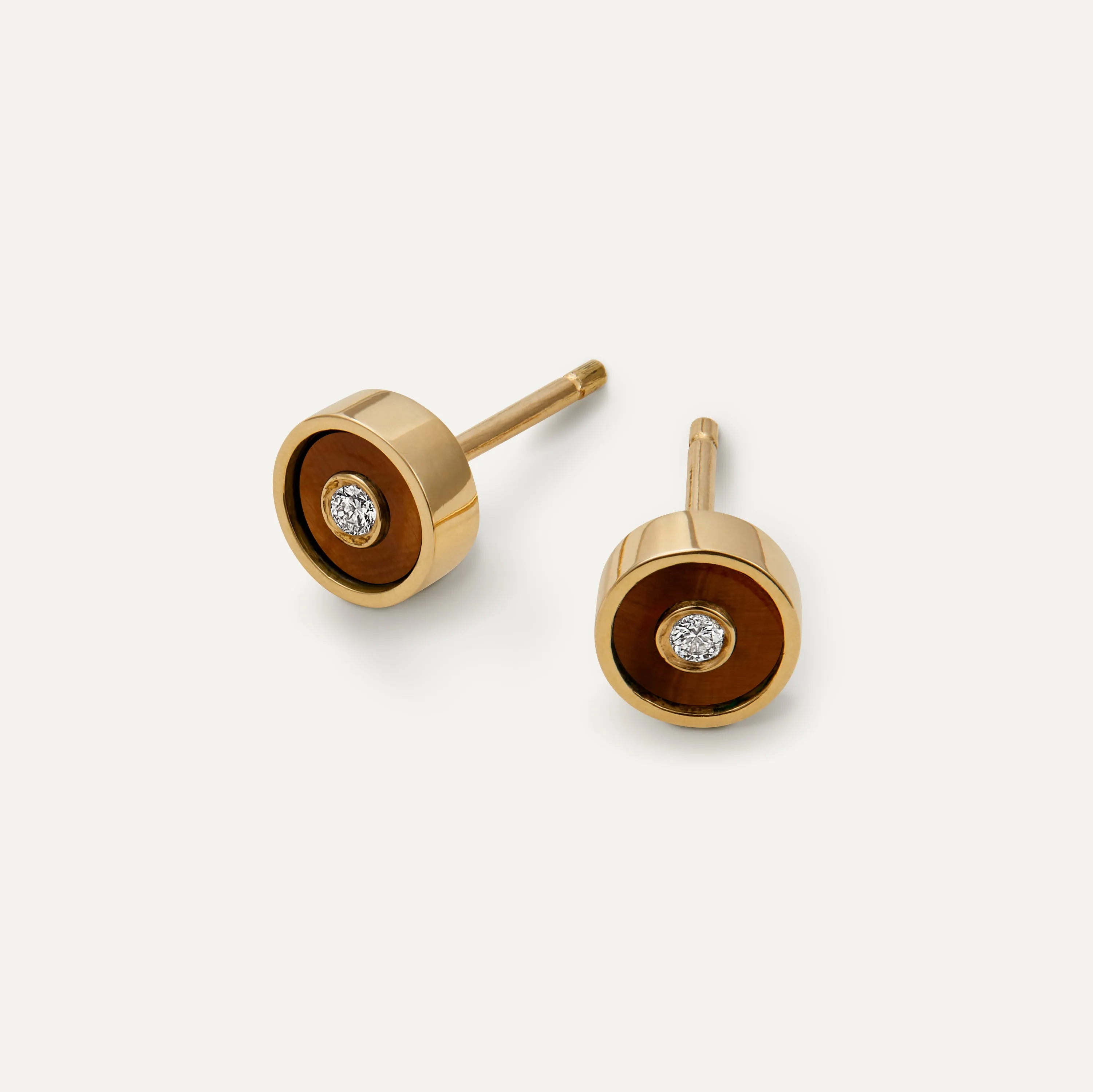 Les Clous N.1, Tiger Eye and Diamond earrings