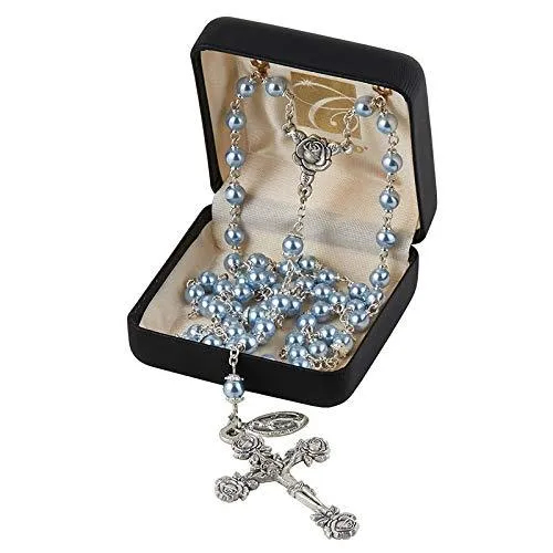 Light Blue Swarovski Pearl Rosary (6mm)