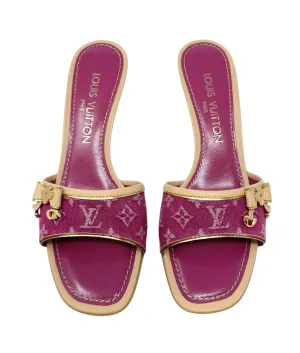 Louis Vuitton Pink Denim Monogram Kitten Heels