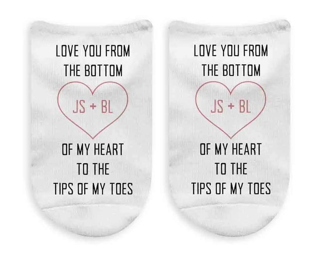 Love You To The Tips of My Toes Personalized No Show Socks - Valentine's Gift Socks