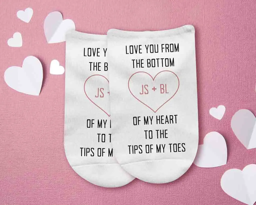Love You To The Tips of My Toes Personalized No Show Socks - Valentine's Gift Socks
