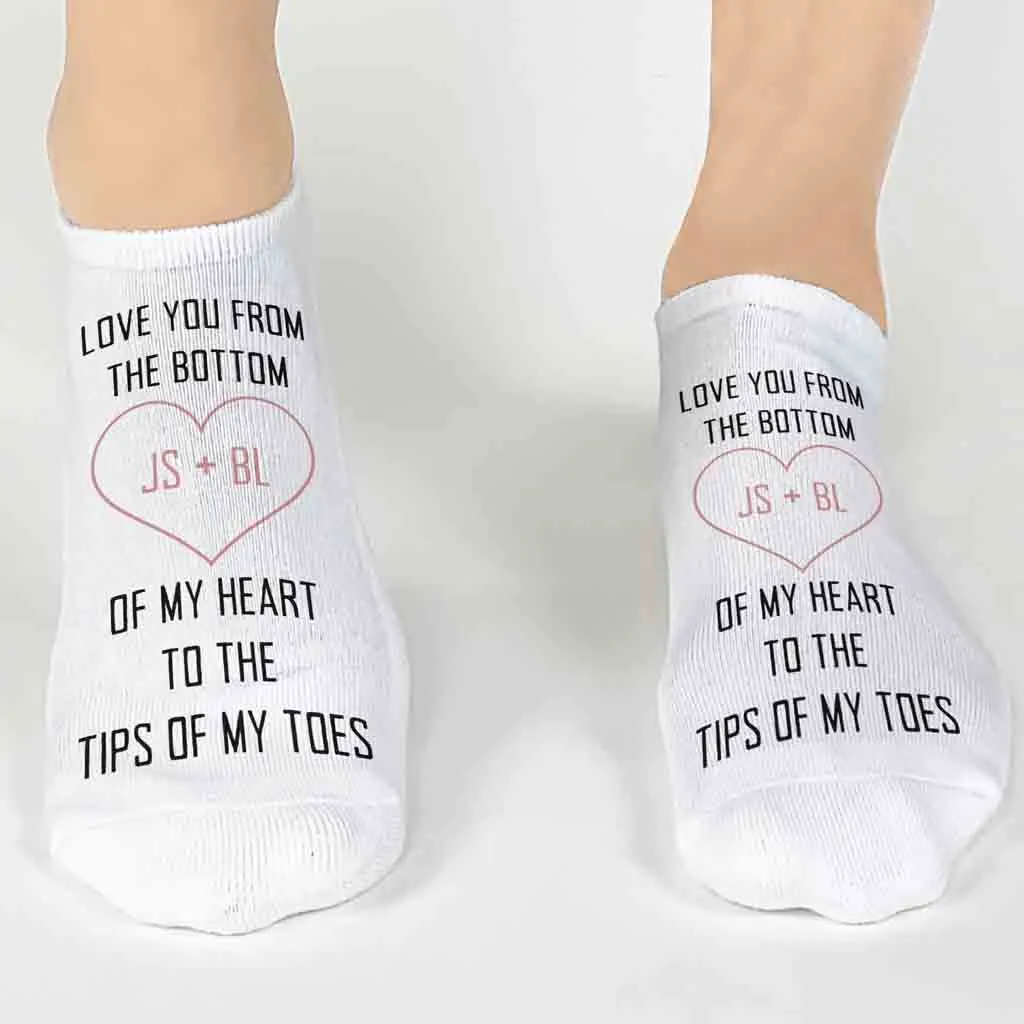 Love You To The Tips of My Toes Personalized No Show Socks - Valentine's Gift Socks