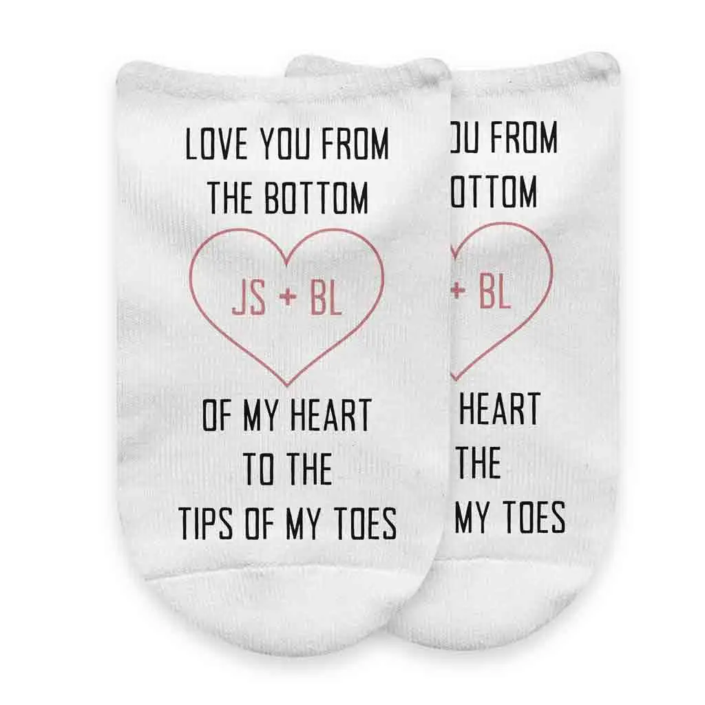 Love You To The Tips of My Toes Personalized No Show Socks - Valentine's Gift Socks