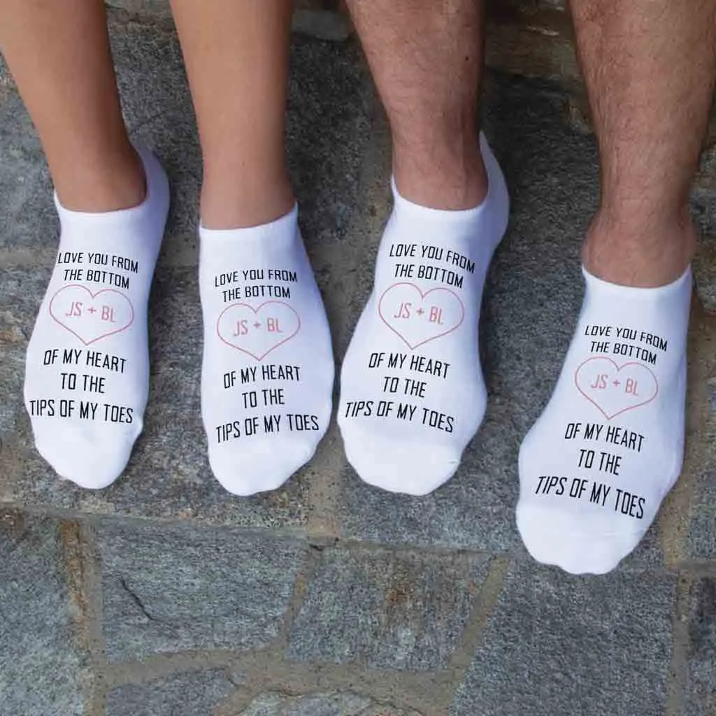 Love You To The Tips of My Toes Personalized No Show Socks - Valentine's Gift Socks