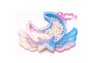Magical Moon with Wing Trinket Box Silicon silicone mold flexible, for polymer clay, resin jewelry S167