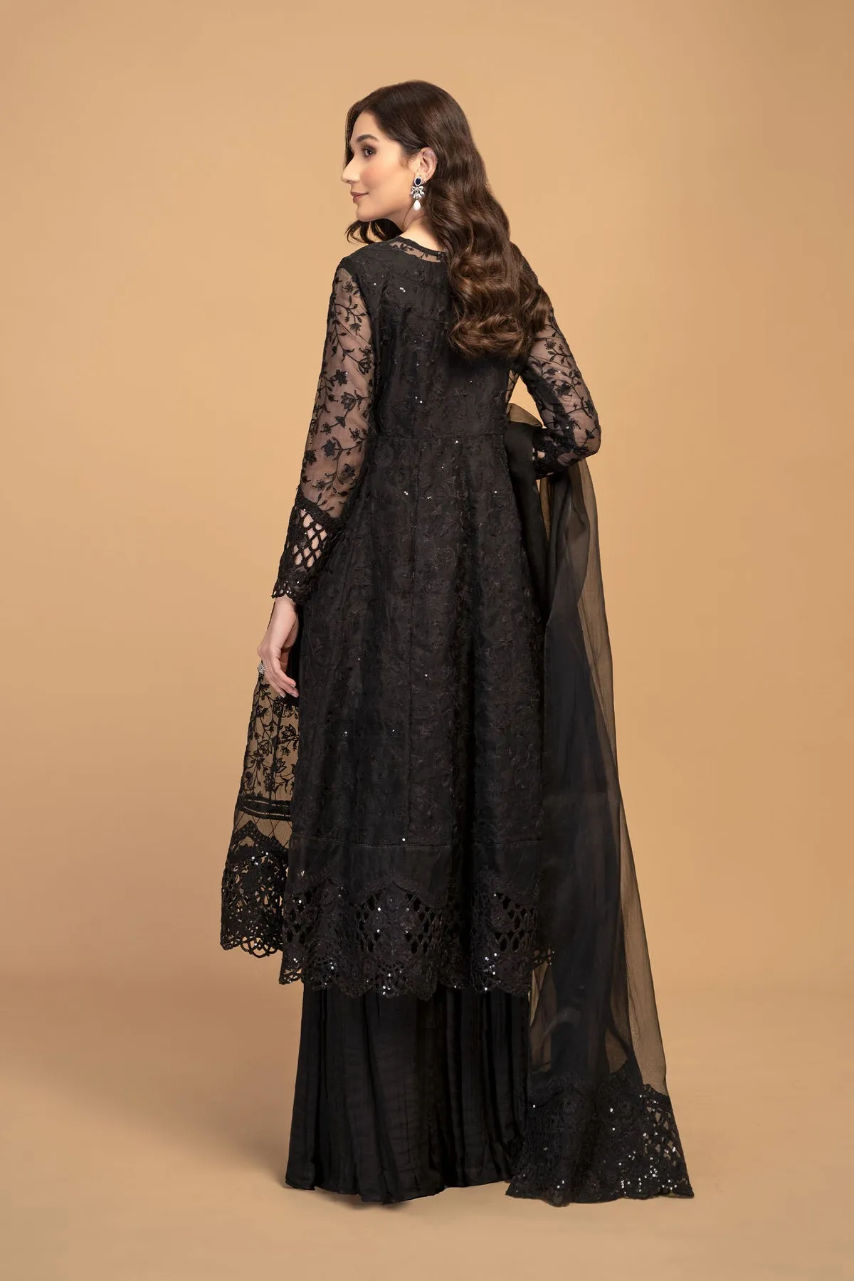 Maria B Black Embroidered Cotton Kameez Salwar Party Dress