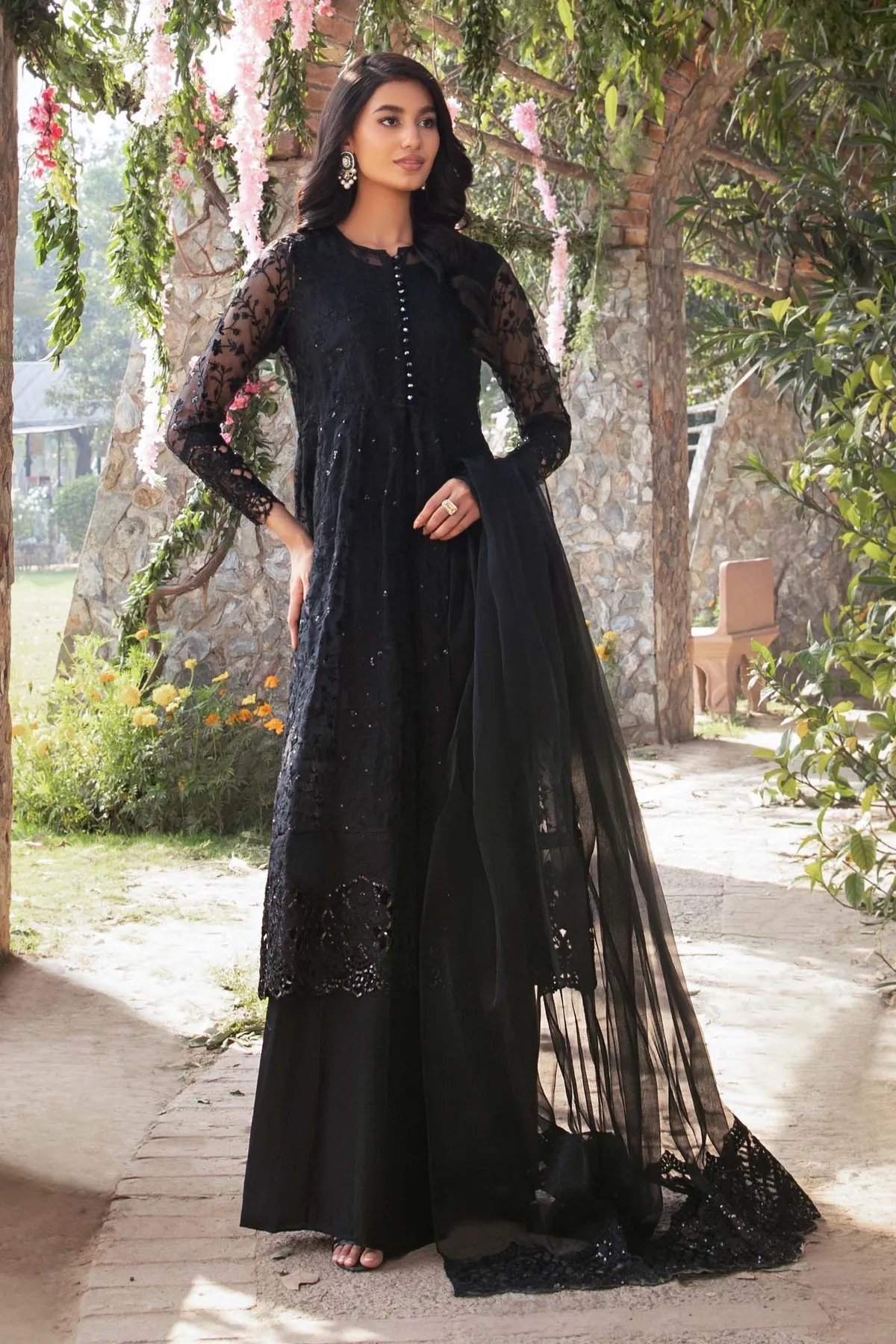 Maria B Black Embroidered Cotton Kameez Salwar Party Dress
