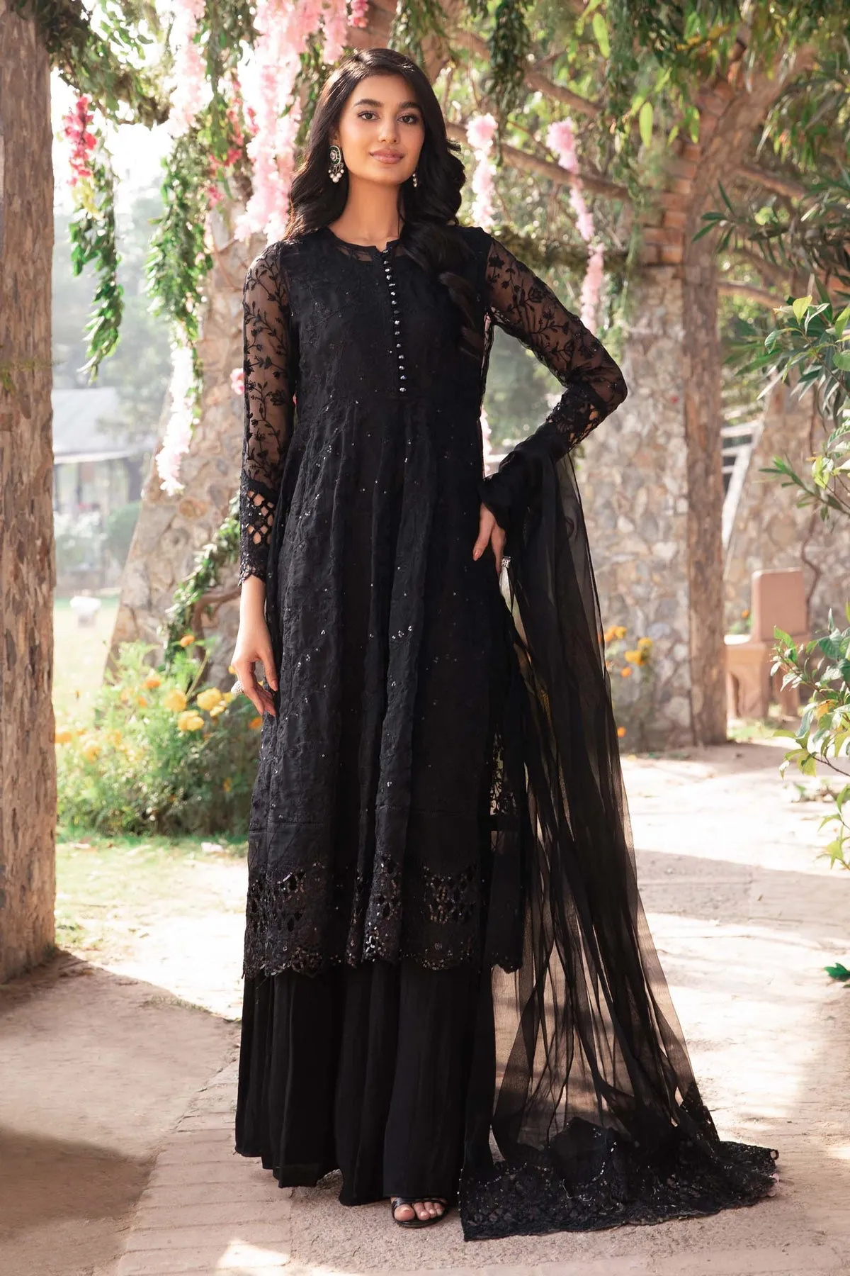 Maria B Black Embroidered Cotton Kameez Salwar Party Dress