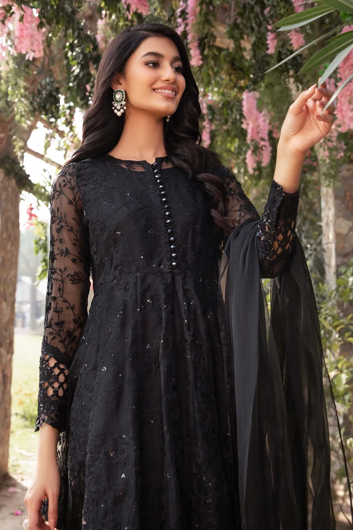 Maria B Black Embroidered Cotton Kameez Salwar Party Dress