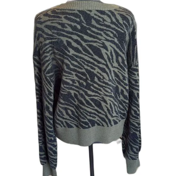 Marissa Webb Collective Olive Zebra Print Sweater – Size Large