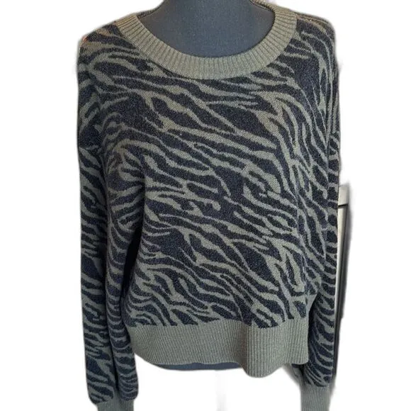 Marissa Webb Collective Olive Zebra Print Sweater – Size Large