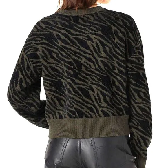 Marissa Webb Collective Olive Zebra Print Sweater – Size Large