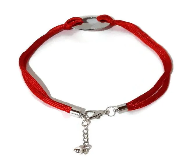 Metal circle choker necklace, red paracord, woman size, The red choker necklace