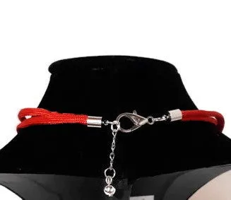 Metal circle choker necklace, red paracord, woman size, The red choker necklace