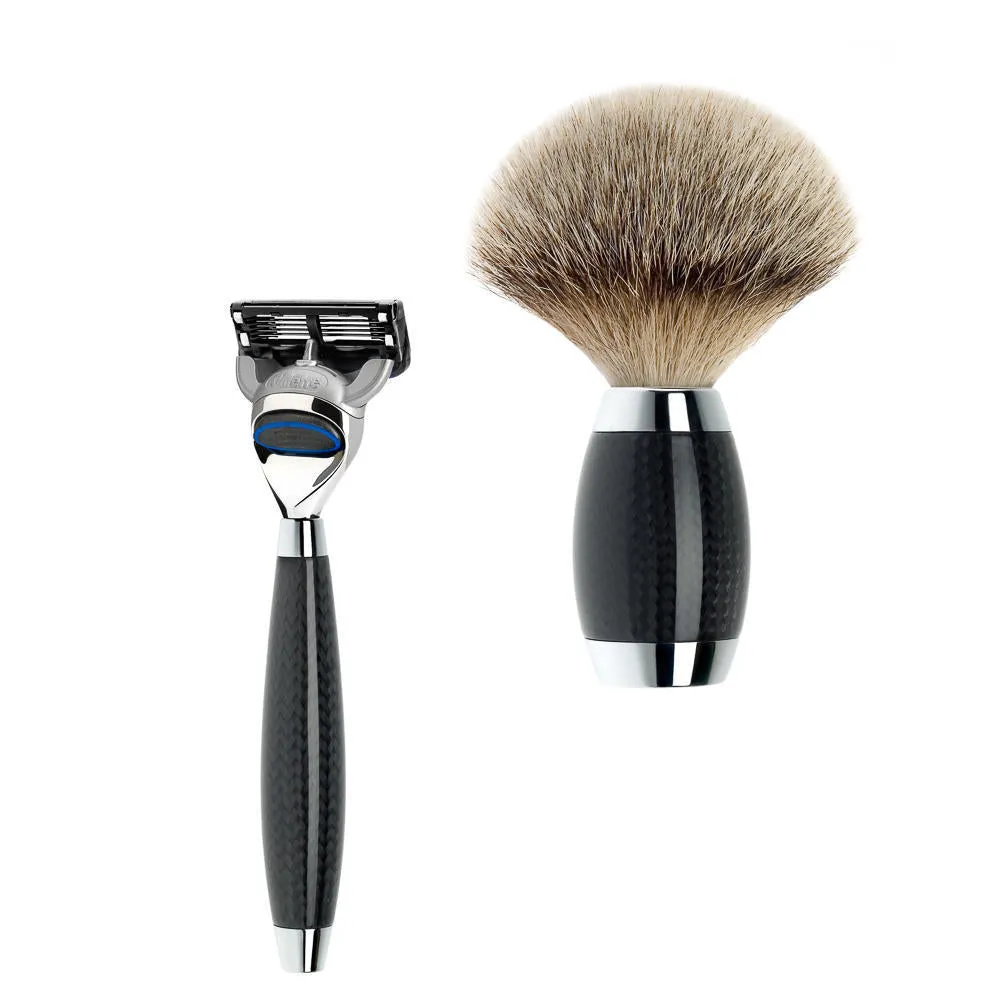 MÜHLE EDITION 3 Pc. Shaving Set, Silvertip Badger / Fusion, Carbon