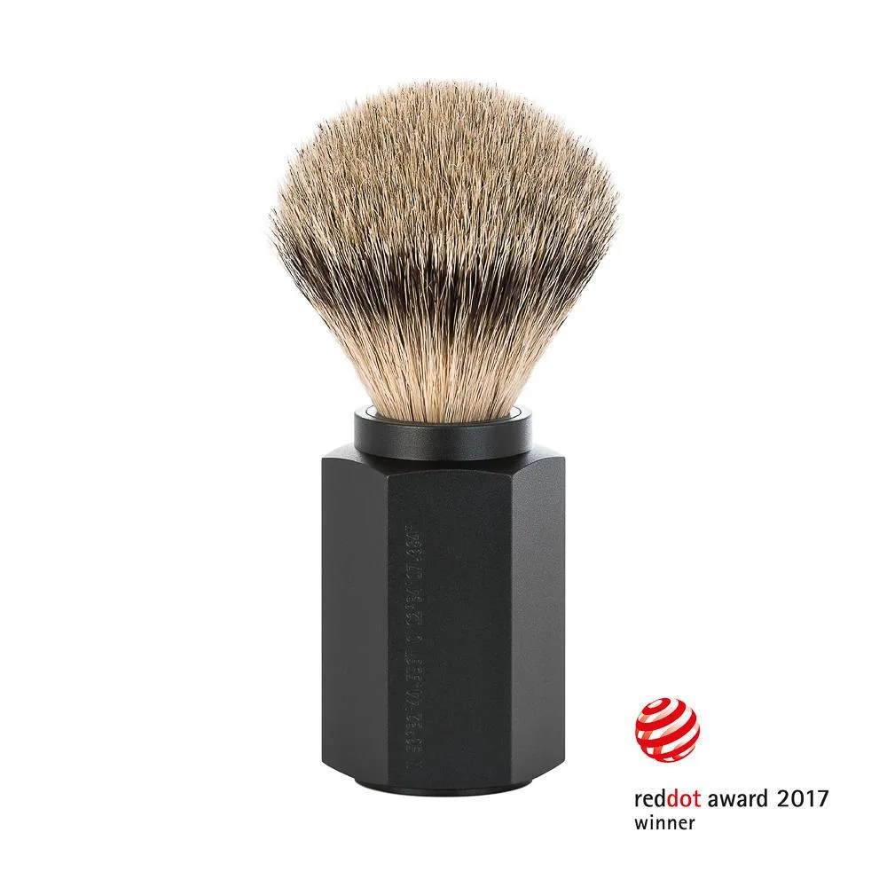 MÜHLE HEXAGON Shaving Brush, Silvertip Badger, Graphite
